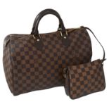 A Louis Vuitton Damier Ebene canvas speedy 35 handbag,