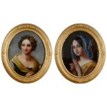 19th century Continental school, bust length portraits of young ladies