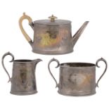 A Victorian silver presentation three piece tea service