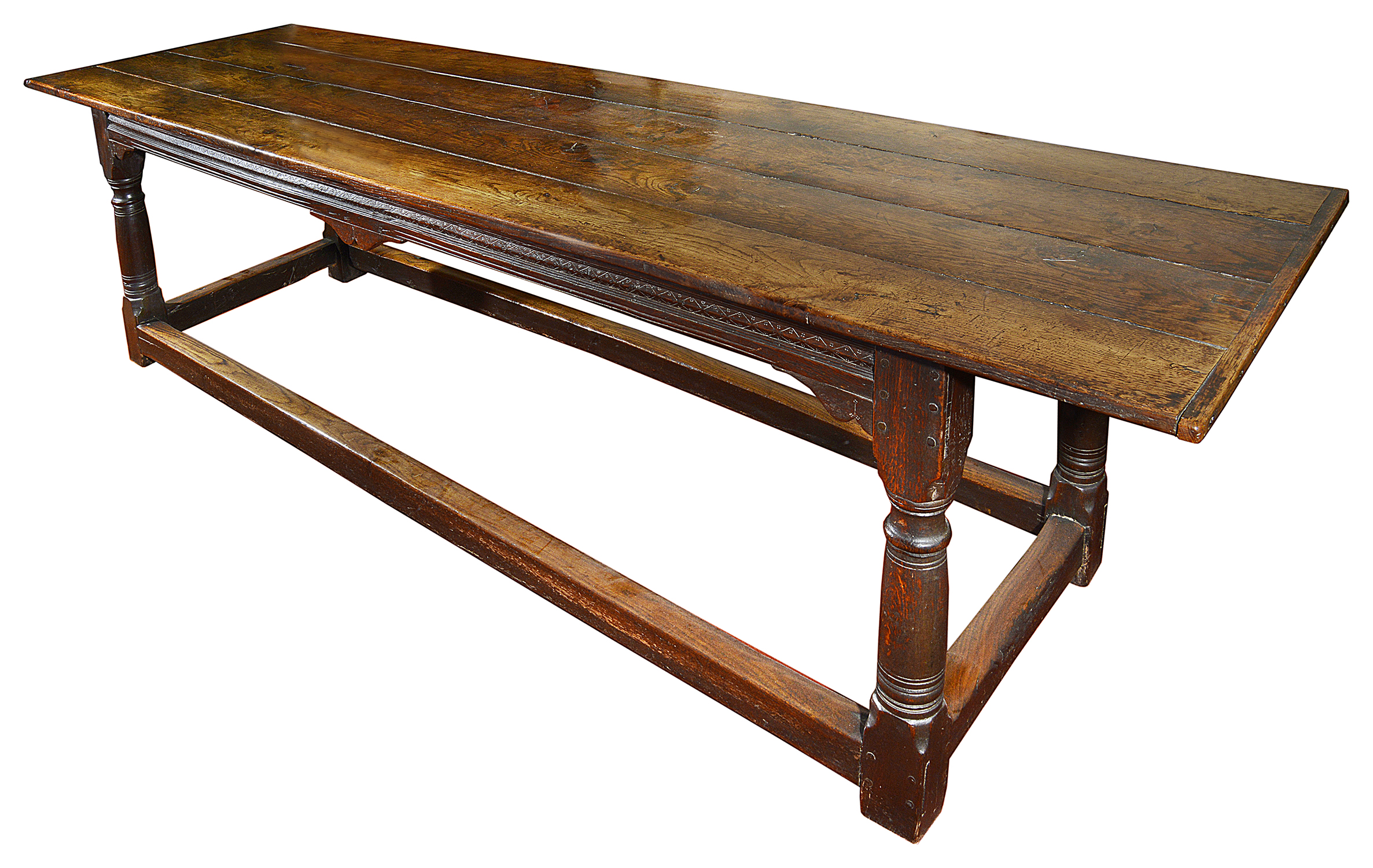 A 17th century oak refectory table