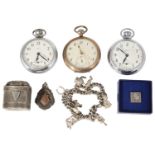 A mixed lot to include silver items pocket watches