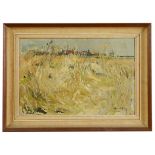 Robert King (British b.1936) 'Cornfield' oil on board, signed lower right