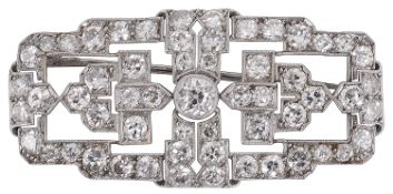 An Art Deco diamond set double clip brooch