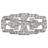 An Art Deco diamond set double clip brooch