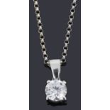 A 18ct gold single stone diamond pendant on chain