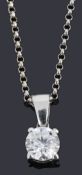 A 18ct gold single stone diamond pendant on chain