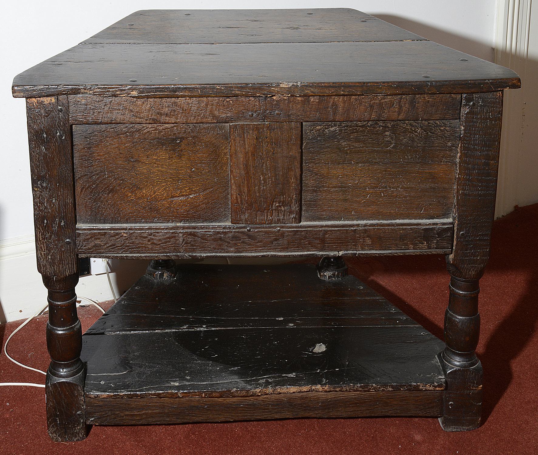 A mid 17th century oak credence table with cupboard - Image 2 of 2