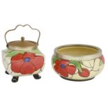 A Clarice Cliff Scarlet Flower biscuit barrel and salad bowl