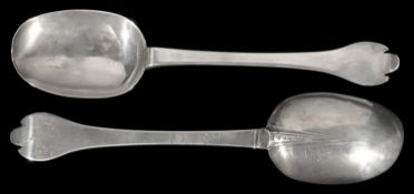 A pair of William III silver trefid spoons