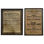Two early 19th century century humorous printed advertisement posters c.1830