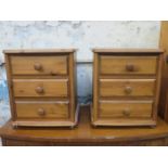 PAIR OF 20th CENTURY PINE THREE DRAWER BEDSIDE CABINETS