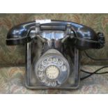 ART DECO STYLE CHROME WALL MOUNTING TELEPHONE WITH BAKELITE HANDLE