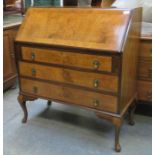 WALNUT VENEERED FALL FRONT WRITING BUREAU