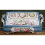 VICTORIAN GILDED AND FLORAL CERAMIC INK STAND (AT FAULT)