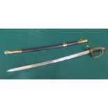 20th CENTURY COPY OF A CONTINENTAL 19th CENTURY NAVAL OFFICERS SWORD INCLUDING SCABBARD