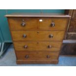 VICTORIAN MAHOGANY TWO OVER THREE CHEST OF DRAWERS