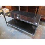 CHROME AND BLACK GLASS COFFEE TABLE