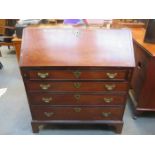 PRE NINETEENTH CENTURY ANTIQUE MAHOGANY FALL FRONT BUREAU WITH FITTED INTERIOR