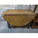 1930s BARLEY TWIST OAK GATELEG TABLE