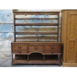 19th CENTURY OAK KITCHEN DRESSER FITTED WITH FIVE DRAWERS,