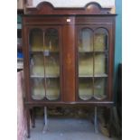 EDWARDIAN MAHOGANY INLAID TWO DOOR GLAZED BOOKCASE