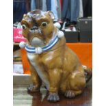 GLAZED CERAMIC PUG FORM STORAGE JAR AND COVER