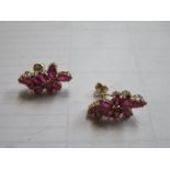 PAIR OF 9ct GOLD AND RUBY SET EARRINGS