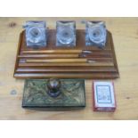 VINTAGE WOODEN INKWELL,