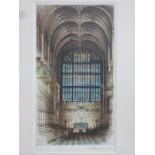 EDWARD SHARLAND, PENCIL SIGNED ARTISTS PROOF POLYCHROME ETCHING DEPICTING ST GEORGE'S CHAPEL,