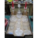 PAIR OF WATERFORD CRYSTAL CANDLESTICKS AND OTHER VARIOUS GLASSWARE