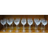 SET OF FOURTEEN WATERFORD CRYSTAL TALL STEMMED DRINKING GLASSES,