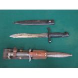 TWO EARLY 20th CENTURY CONTINENTAL BAYONETS BOTH WITH SCABBARDS