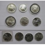 PARCEL OF TEN SILVER COMMEMORATIVE ONE DOLLAR COINS