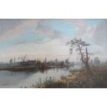 W ESMOND, FRAMED OIL ON CANVAS DEPICTING A COUNTRY RIVER SCENE,