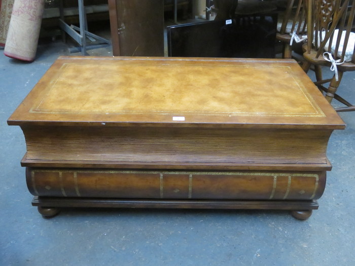 20th CENTURY BOOK FORM COFFEE TABLE WITH LIFT UP COVER