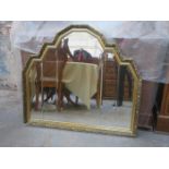 GILDED AND BEVELLED OVER MANTLE MIRROR
