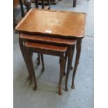 20th CENTURY WALNUT SHAPED TOPPED NEST OF THREE TABLES