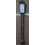 MAHOGANY AND GLAZED STICK BAROMETER,