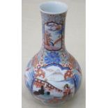 19th CENTURY HANDPAINTED CERAMIC VASE DECORATED WITH ORIENTAL SCENES AND MYTHICAL BIRDS,