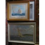 TWO LARGE FRAMED SAILING PRINTS PLUS TWO OTHER FRAMED PRINTS