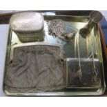 MIXED LOT INCLUDING MESH PURSE, PLATED MALIA CIGARETTE CASE,