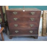 19th CENTURY OAK CHEST OF FOUR DRAWERS