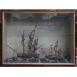 LATE 19th/EARLY 20th CENTURY CASED AND GLAZED TWO SHIP DIORAMA