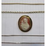 OVAL CAMEO BROOCH AND VARIOUS CHAINS