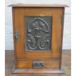 ART NOUVEAU STYLE OAK SMOKER'S CABINET