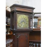 OAK CASED LONGCASE CLOCK WITH SQUARE BRASS DIAL, BY SEDDON,