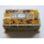 PRETTY IVORY MOUNTED TORTOISE SHELL EFFECT STORAGE CASE WITH HINGED COVER