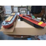 COLLECTION OF WOODEN BARGE MODELS, NON MOTORISED,