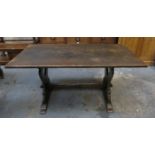 20th CENTURY OAK 'GLORIA' REFECTORY STYLE DINING TABLE