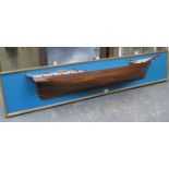 19th CENTURY MOUNTED HALF BOAT MODEL WITH FIGURE HEAD